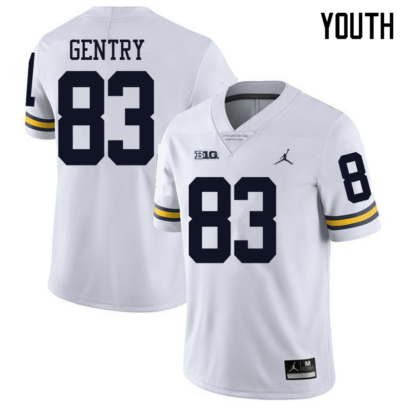 Jordan Brand Youth #83 Zach Gentry Michigan Wolverines College Football Jerseys Sale-White